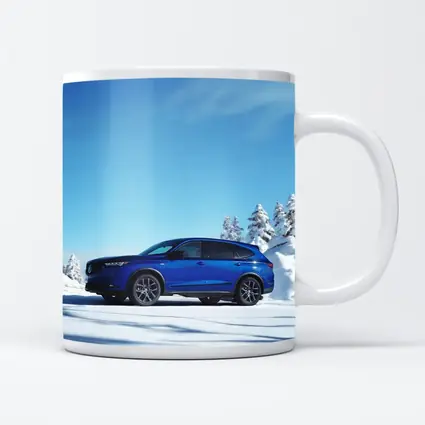 Acura MDX Blue SUV Snowy Winter Scene