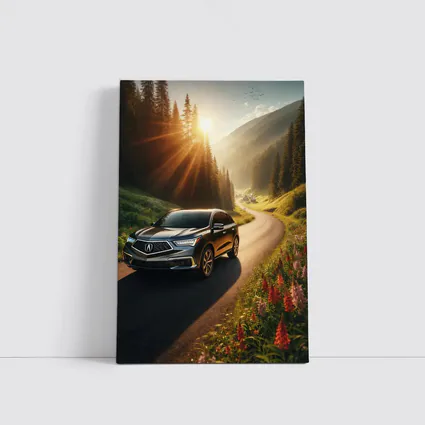 Acura MDX Driving Scenic Mountain Road Sunset