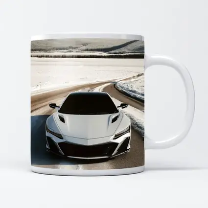Acura NSX White Sports Car Snowy Road
