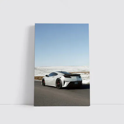 Acura NSX White Supercar Snowy Winter Road