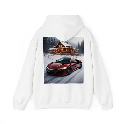 Acura NSX Red Supercar Snowy Winter Cabin