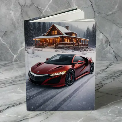 Acura NSX Red Supercar Snowy Winter Cabin