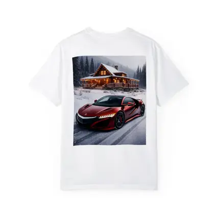 Acura NSX Red Supercar Snowy Winter Cabin