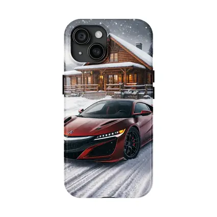 Acura NSX Red Supercar Snowy Cabin