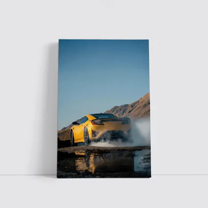 Acura NSX Yellow Burnout Mountain Backdrop