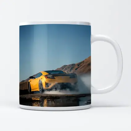 Acura NSX Yellow Burnout Mountain Backdrop