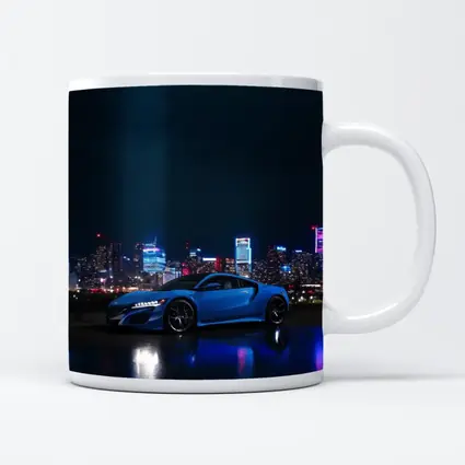 Acura NSX Blue Supercar Night City Skyline