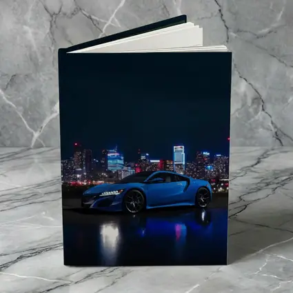 Acura NSX Blue Supercar Night City Skyline