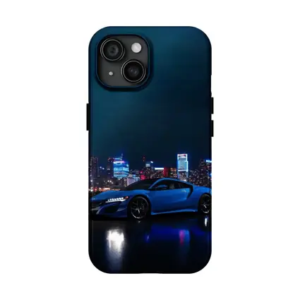 Acura NSX Blue Supercar Night City Skyline