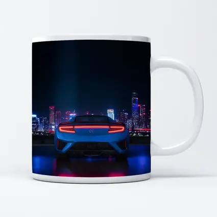 Acura NSX Blue Rear Night City Skyline