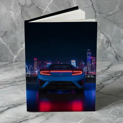 Acura NSX Blue Rear Night City Skyline