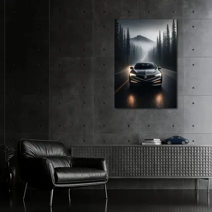 Acura TLX Dark Foggy Forest Road Night