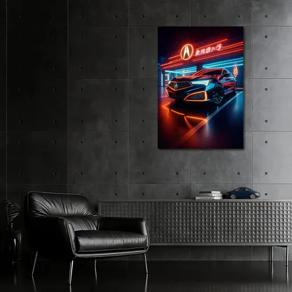 Acura RLX Neon Lit Night Garage