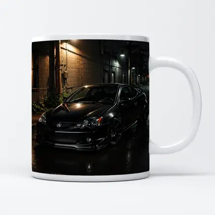 Acura RSX Black Coupe Wet Night Street