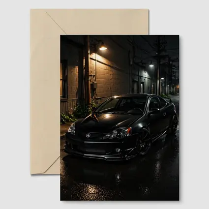 Acura RSX Black Coupe Wet Night Street