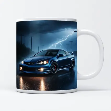 Acura RSX Blue Sports Car Stormy Night
