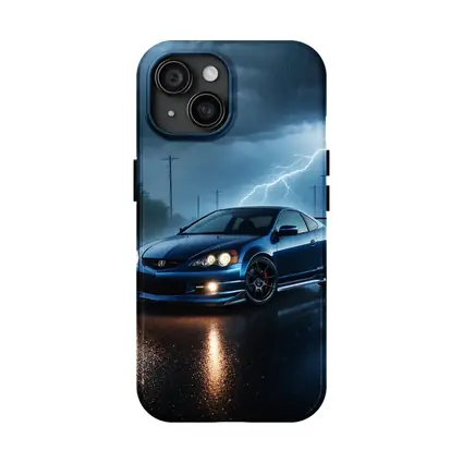 Acura RSX Blue Sports Car Stormy Night