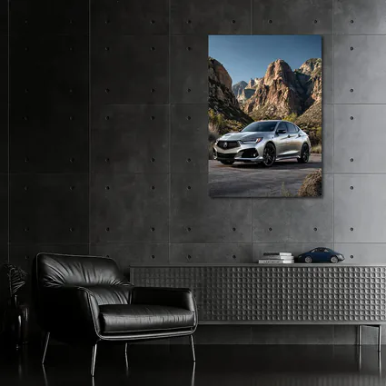 Acura TLX Silver Parked Among Rocky Mountains
