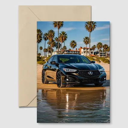 Acura TLX Black Sedan Beach Palm Trees