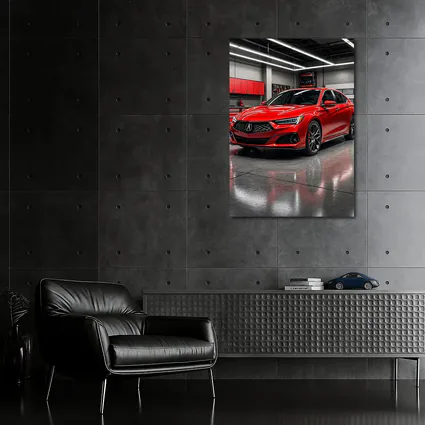Acura TLX Red Sedan in Modern Garage