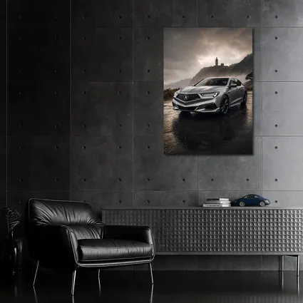 Acura TLX Silver Sedan Stormy Coastal Setting