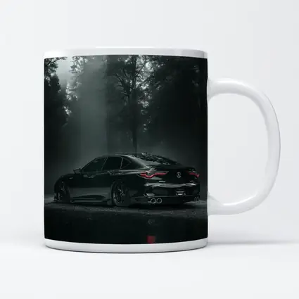 Acura TLX Black Sedan Foggy Forest Night