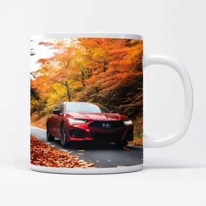 Acura TLX Red Sedan Autumn Forest Road