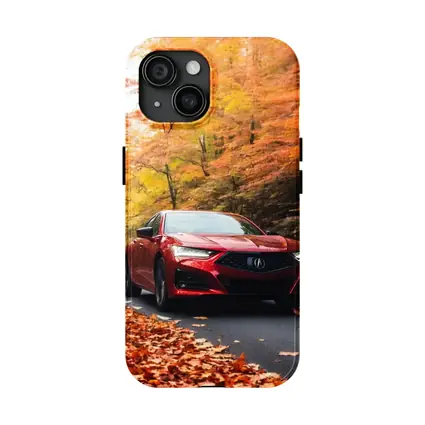 Acura TLX Red Sedan Autumn Forest Road