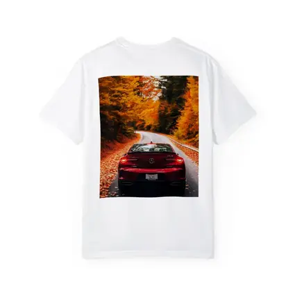Acura TLX Red Car Autumn Forest Road