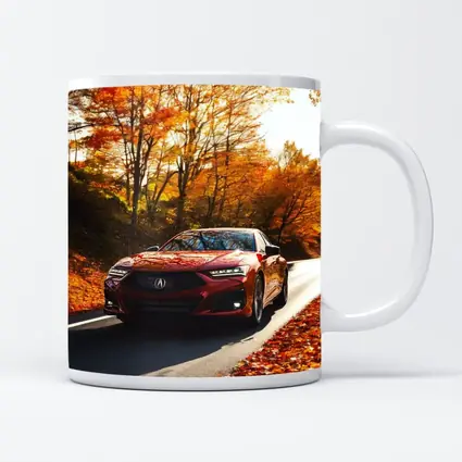 Acura TLX Red Sedan Autumn Forest Road