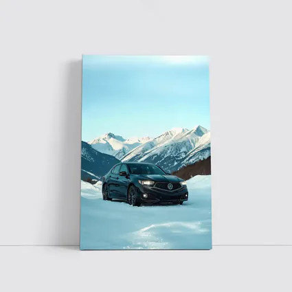 Acura TLX Black Sedan Snowy Mountain Backdrop