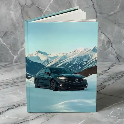 Acura TLX Black Sedan Snowy Mountain Backdrop