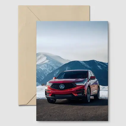 Acura RDX Red SUV Snowy Mountain Background