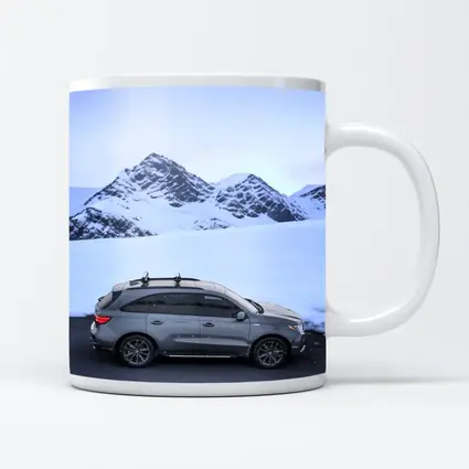 Acura MDX Gray SUV Snowy Mountain Backdrop