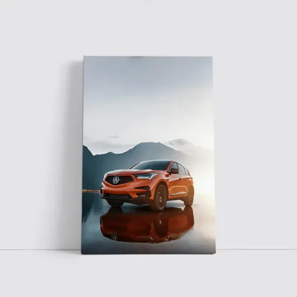 Acura RDX Orange SUV Mountain Lake Reflection