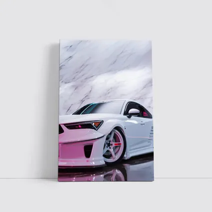 White Acura Wide Body Car Marble Background