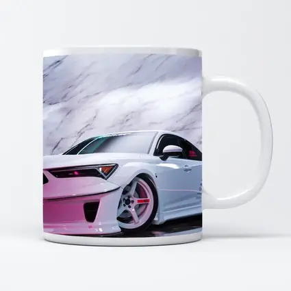 White Acura Wide Body Car Marble Background