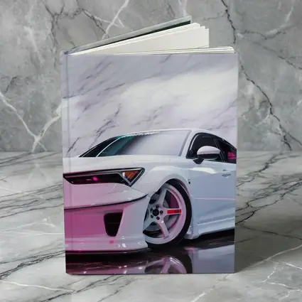 White Acura Wide Body Car Marble Background