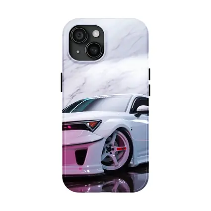 White Acura Wide Body Car Marble Background