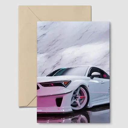 White Acura Wide Body Car Marble Background