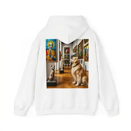 Golden Retriever Dog in Colorful Art Gallery