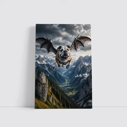 Bulldog Dragon Wings Flying Mountain Valley
