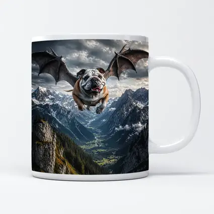 Bulldog Dragon Wings Flying Mountain Valley