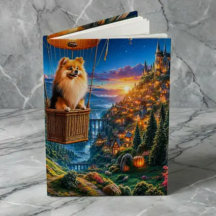 Pomeranian Dog Hot Air Balloon Fantasy Castle