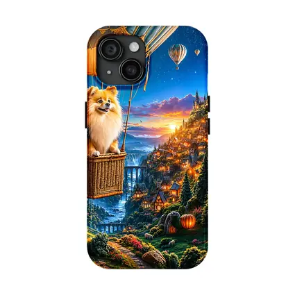 Pomeranian Dog Hot Air Balloon Fantasy Castle