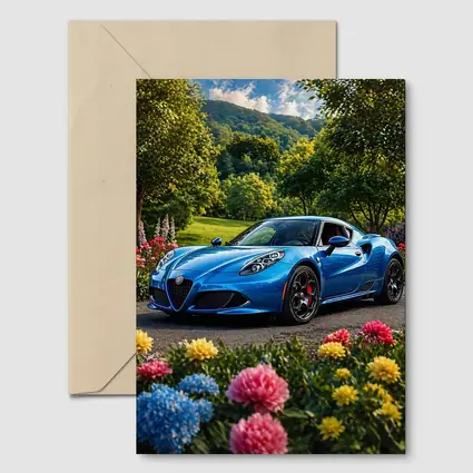 Alfa Romeo 4C Blue Garden Floral Setting