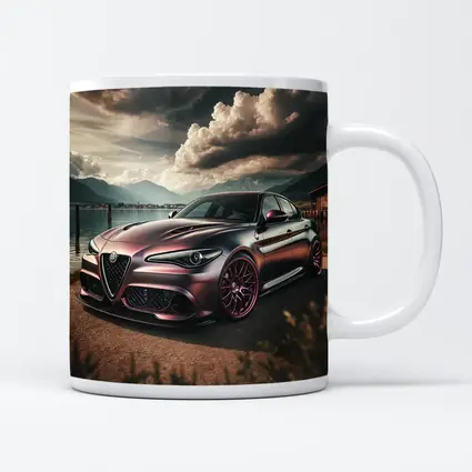 Alfa Romeo Giulia Dark Lake Mountain Scene