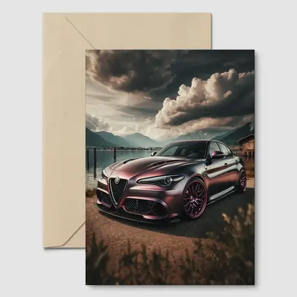 Alfa Romeo Giulia Dark Lake Mountain Scene