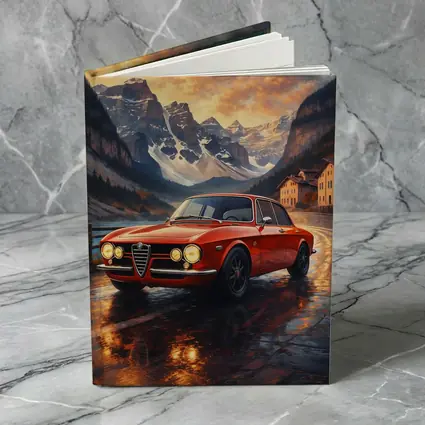 Alfa Romeo Giulia Red Mountain Sunset Scene