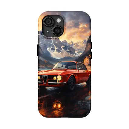 Alfa Romeo Giulia Red Mountain Sunset Scene